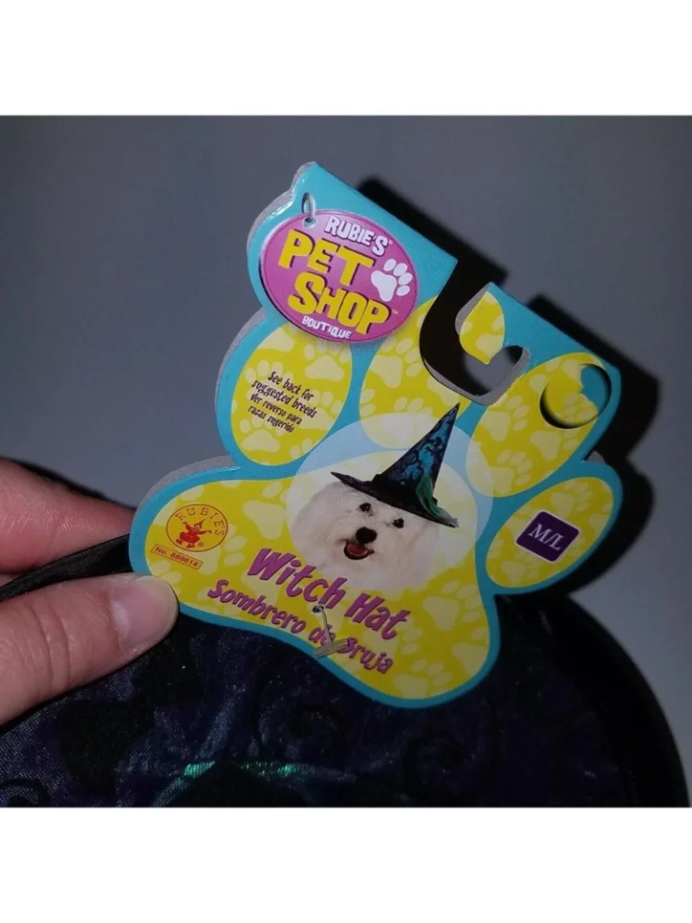 NWT Dog Witch Hat Halloween Costume Accessory Rubie's Size M/L Medium/Large Pet